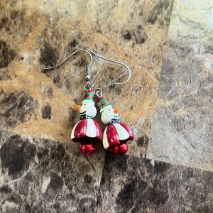 Snowman Jingle Bell Earrings